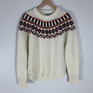 Kari Traa Nordic Pullover Fair Isle Wool Alpaca Ivory Size L Ski Old Money